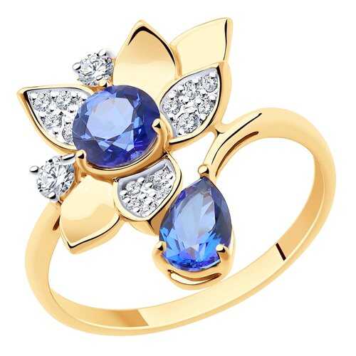 Кольцо женское SOKOLOV из золота с топазами и фианитами Swarovski 715962 р.18 в Снежная Королева