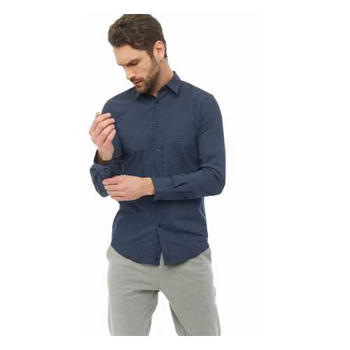 Рубашка мужская United Colors of Benetton 5OP35QJ78_76B синяя M в Снежная Королева